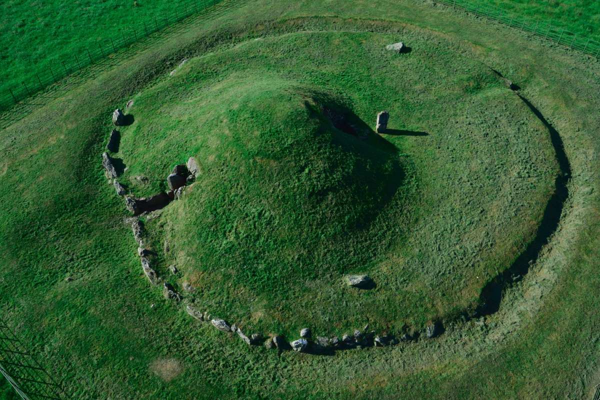 Bryn Celli Ddu aerial shot. Anglesey, Wales