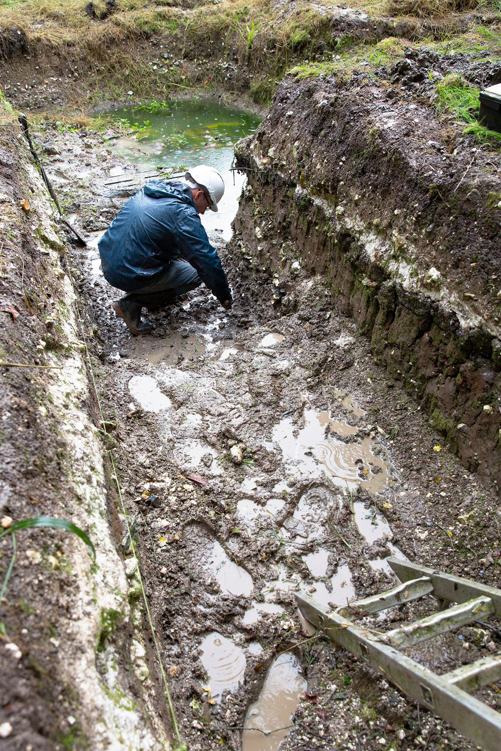 Examination of a trench in Blick Mead