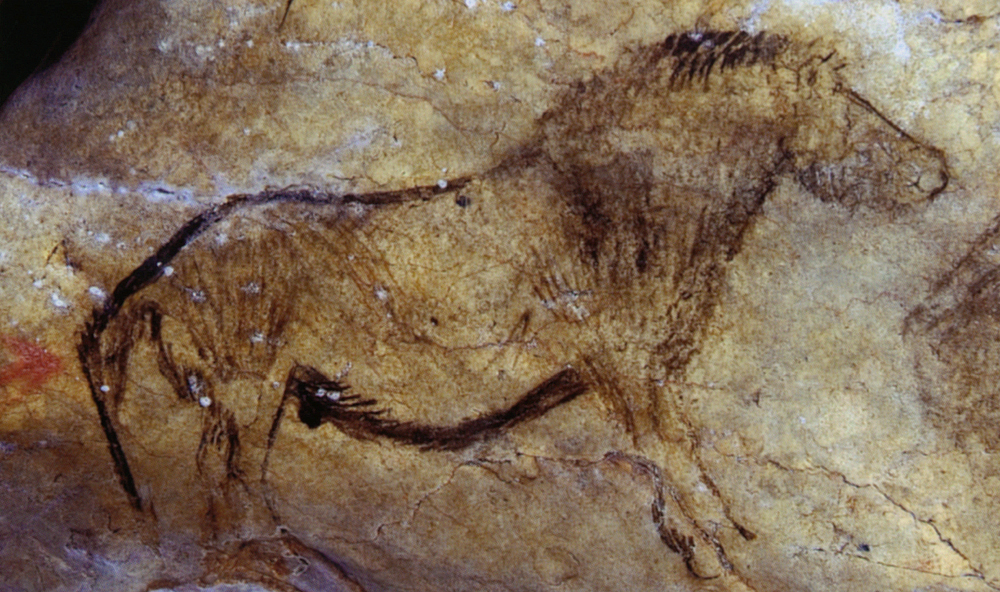 Rock art depicting horses in the French cave of Niaux
