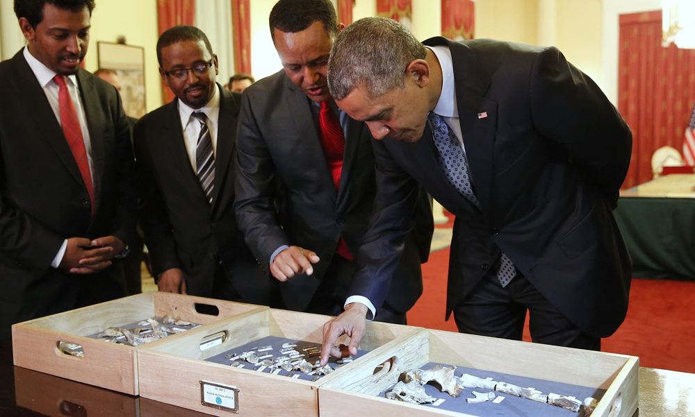 President Obama meets Lucy, Australopithecus afarensis