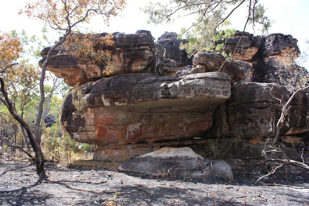 Rock art at this site in Arnhem Land was almost destroyed by fire in July 2013.