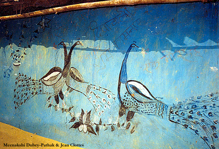 Peacocks depicted in tribal art in India