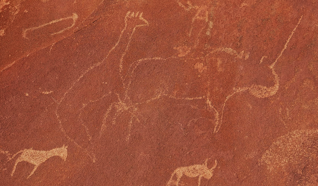 Rock art engravings at Twyfelfontein in Namibia, Africa