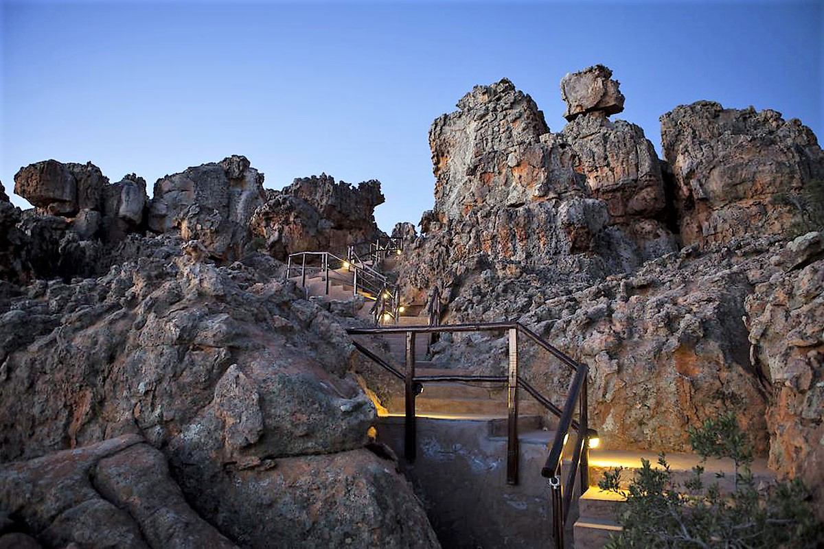 Walkways at the Cederberg Mountain Cave Hotel rock art tourism