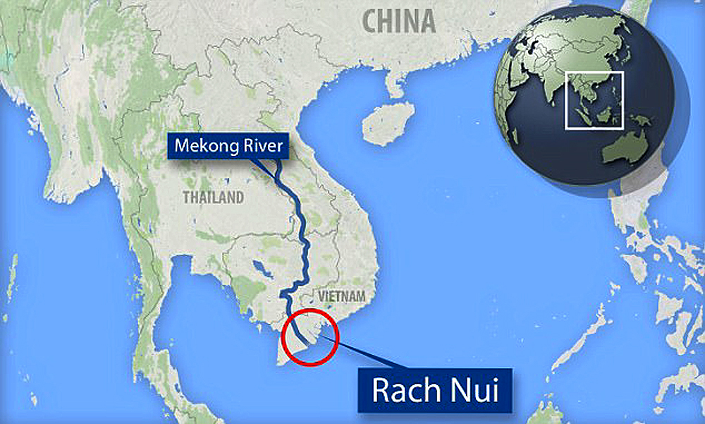 Ancient trade network in Vietnam. Rach Nui in Southern Vietnam