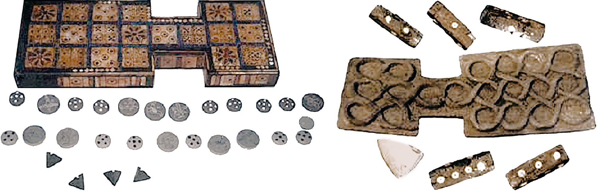 Board game from the Royal Cemetery of Ur British Museum Board game and dies from Shahr-e Sukhteh National Museum of Iran