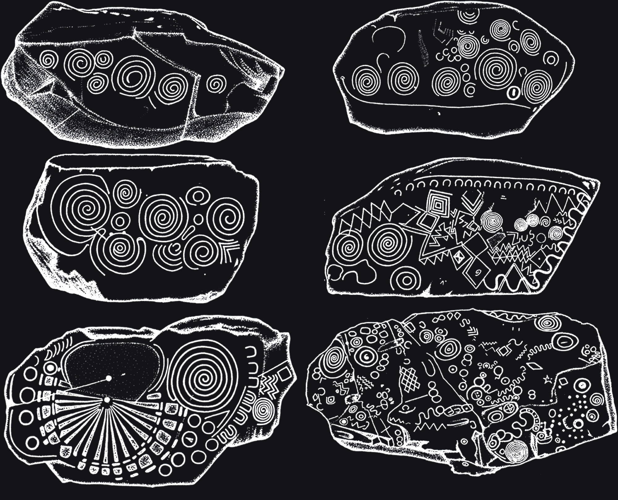 Ancient Symbols in Rock Art Some Kerbstones at Knowth and Newgrange, recorded by Martin Brennan
