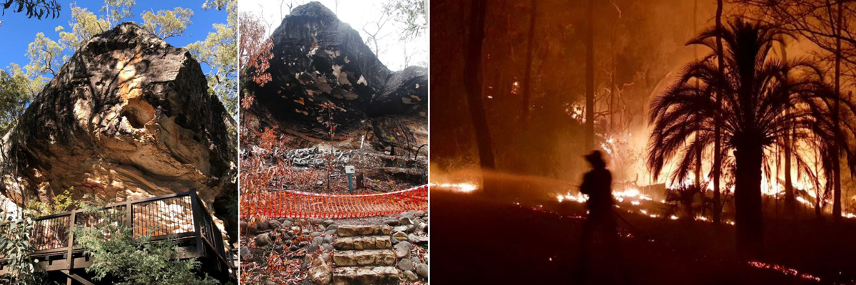 ancient rock art Carnarvon Gorge walkway bushfire plastic protect site exploded National Park Australia