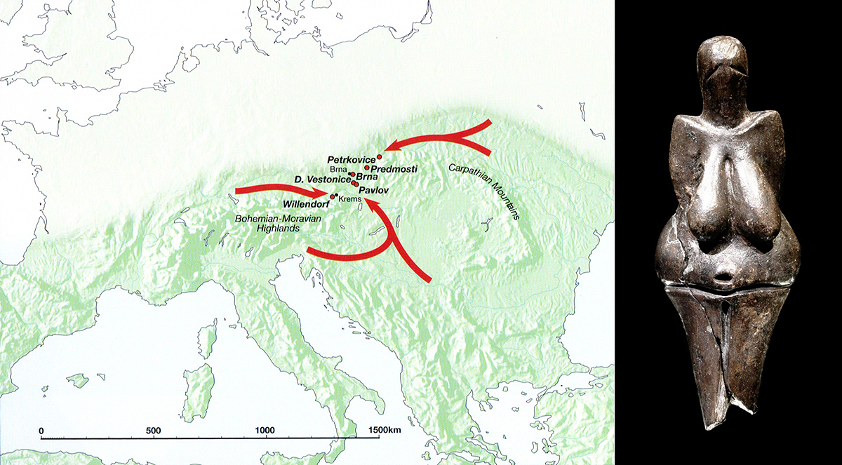 Dolní Věstonice European sites Moravia Danube Basin Palaeolithic sculptures