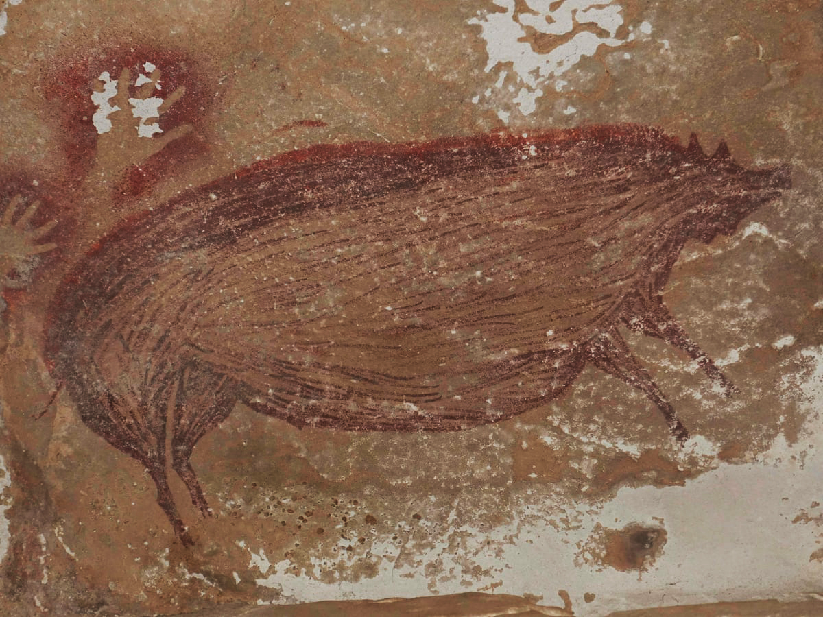 oldest cave paintings human Indonesian island Sulawesi Leang Tedongnge