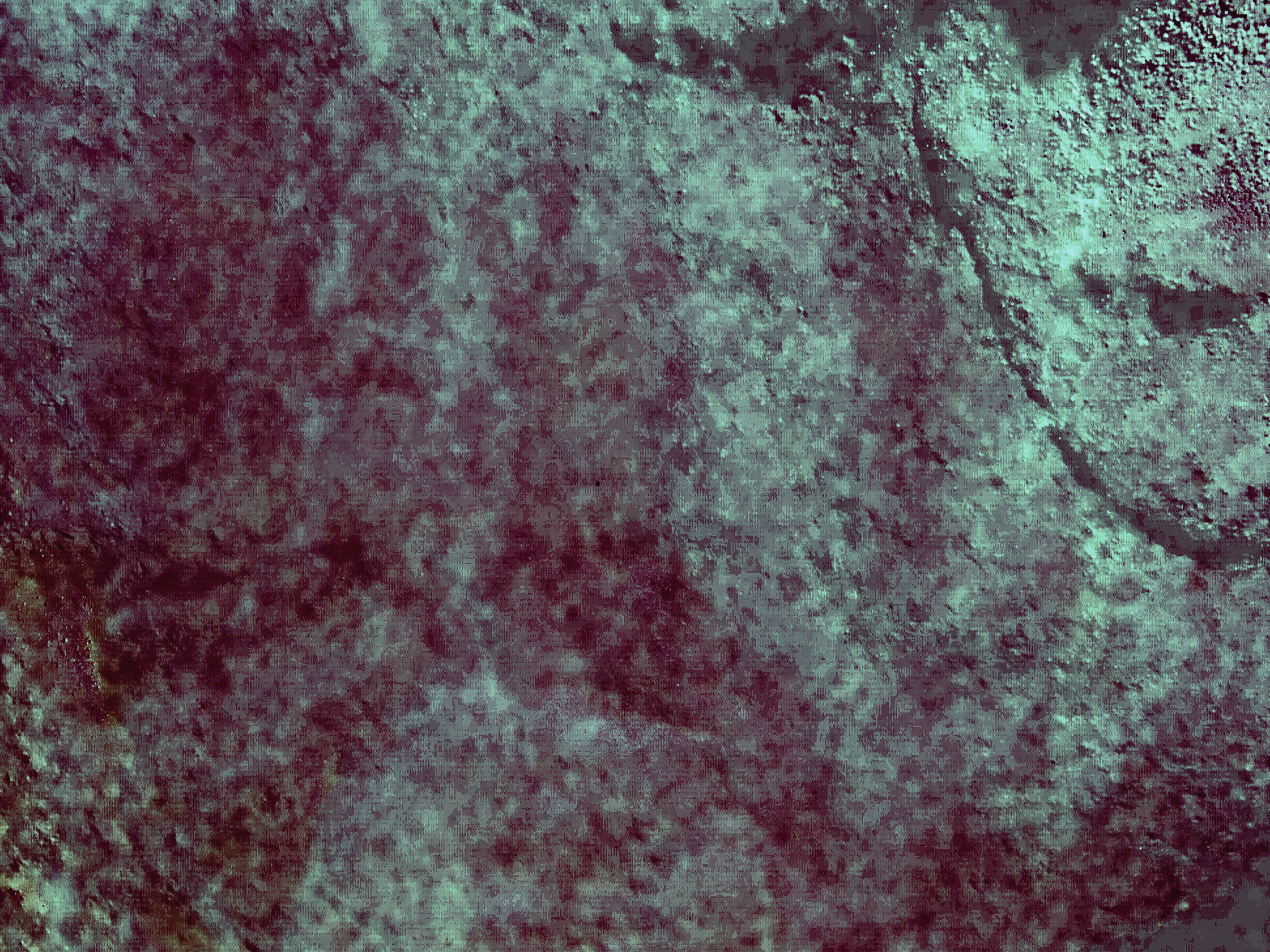 Panel B. D-Stretch showing the haematite infill within the foreleg and neck of the bovine, using a different filter to Figures 12 and 13