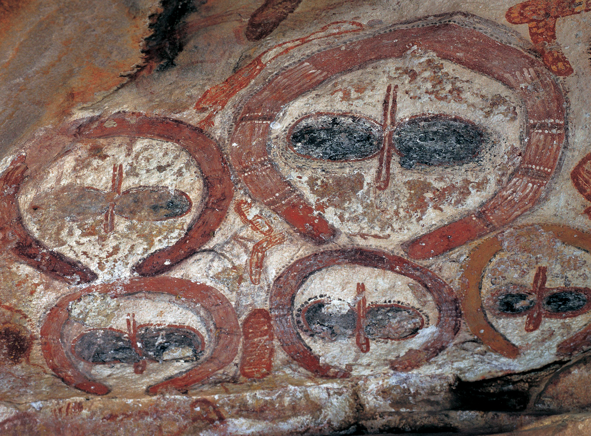 Wanjina paintings which depict the spirit ancestors and their representation in anthropomorphic form, forming a continuous Aboriginal tradition dating to the last 4000 years