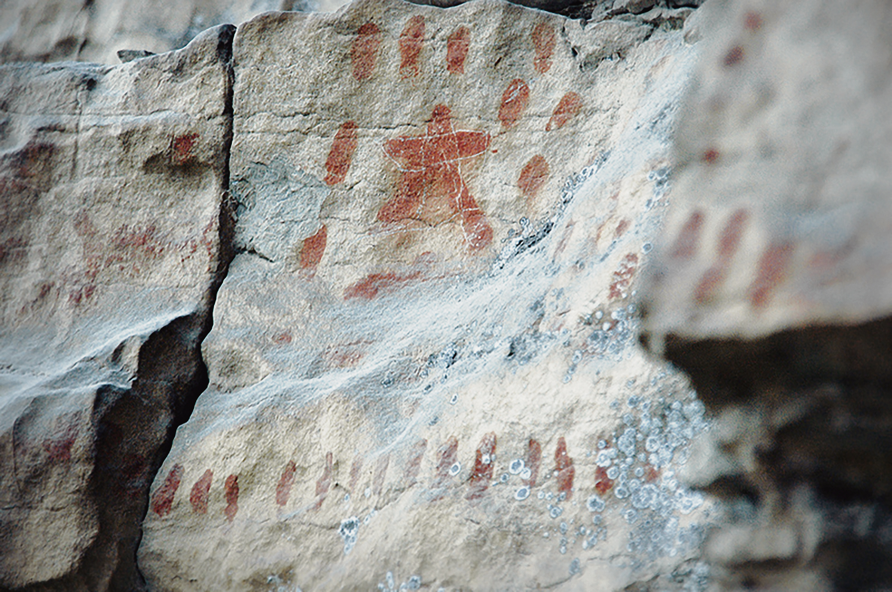 Figure with Finger Tip Marks Wushan Rock Art China