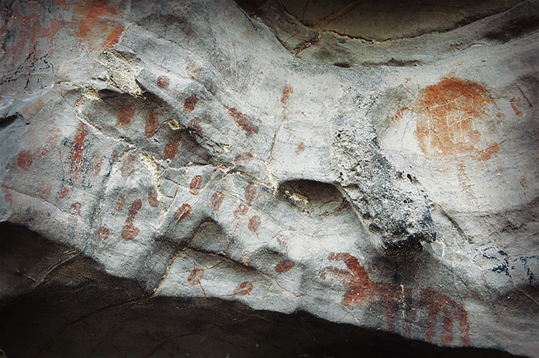 Finger Tip Marks and Animals Wushan Rock Art China