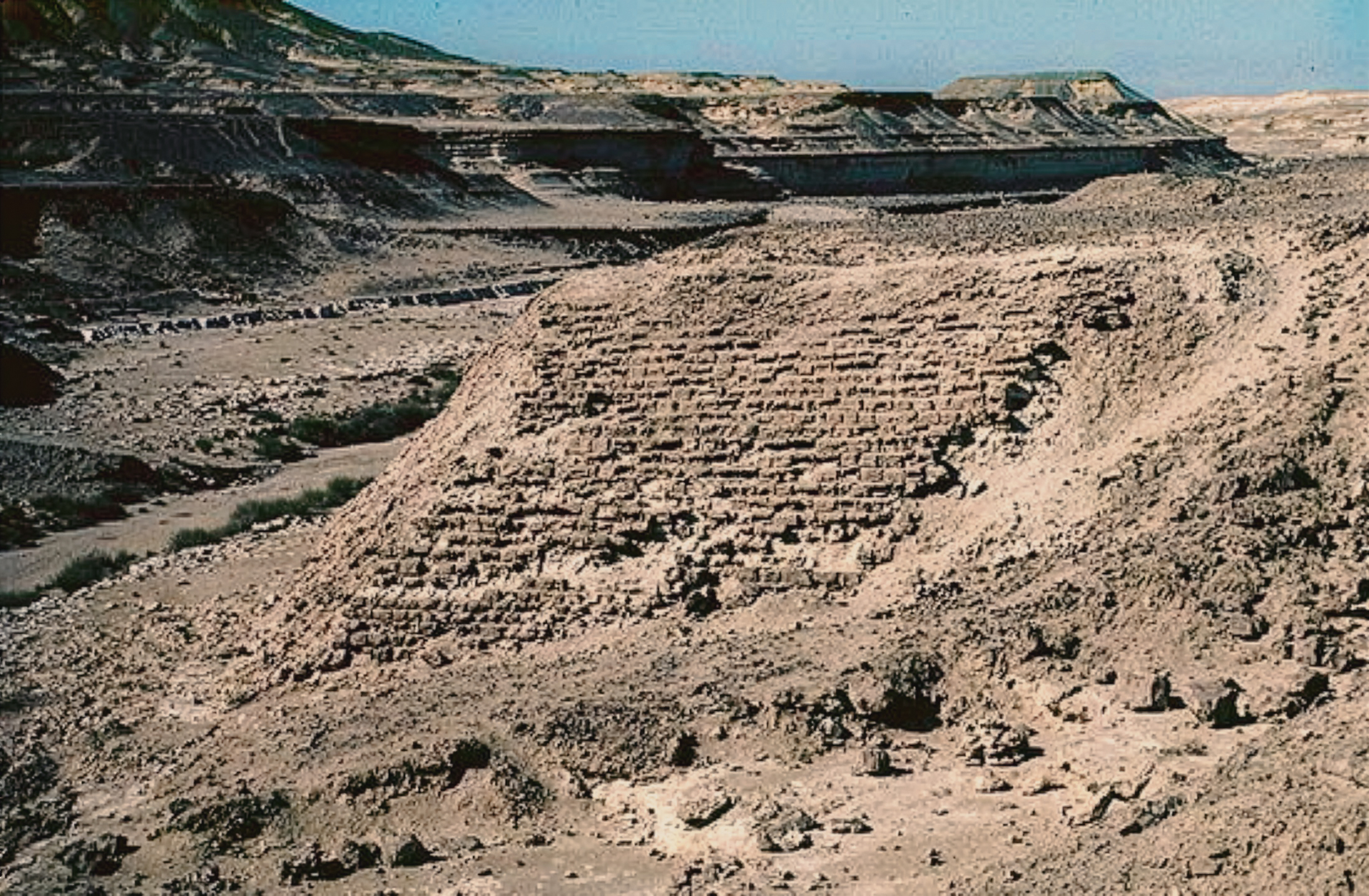 Remains of the Dam at Wadi Garawi south of Helwan; it dates to the 4th dynasty 2600 BC.