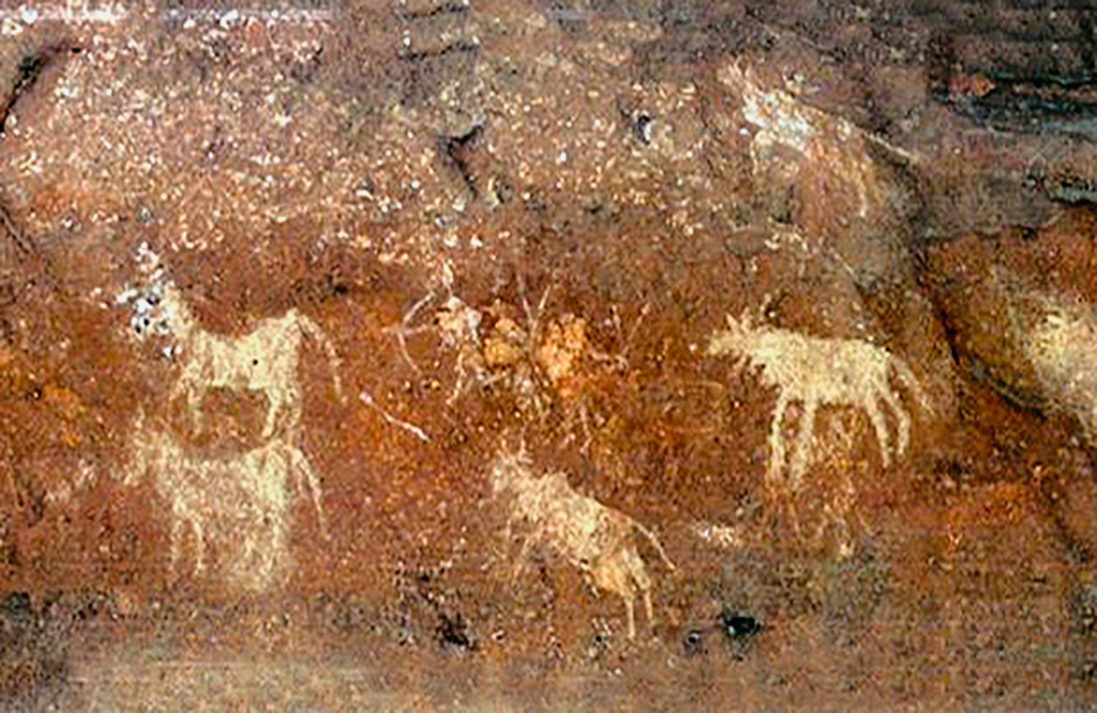 DHunting Scene Bradshaw Foundation Rock Art Paintings Pachmarhi Hills India Prehistoric Prehistory Archaeology