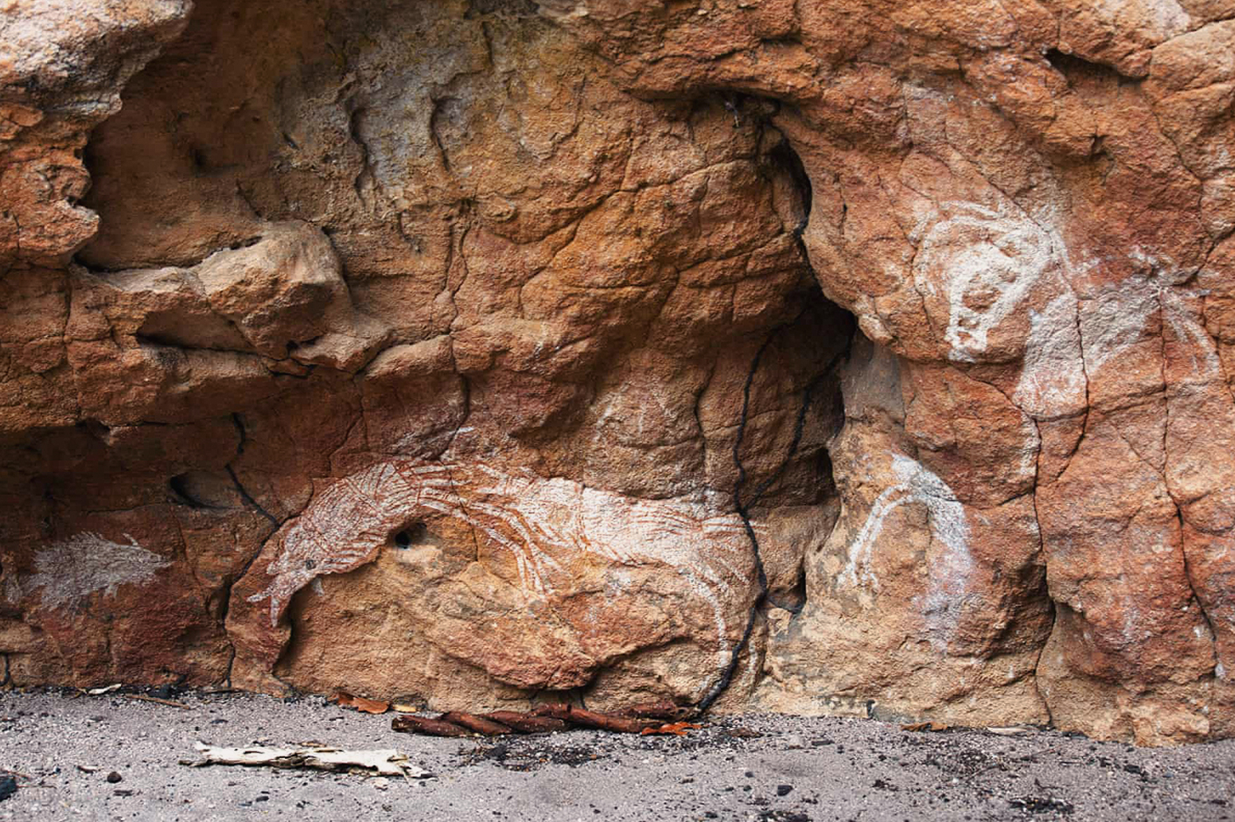 Rock art at Marebu, near Manmoyi, on the Warddeken