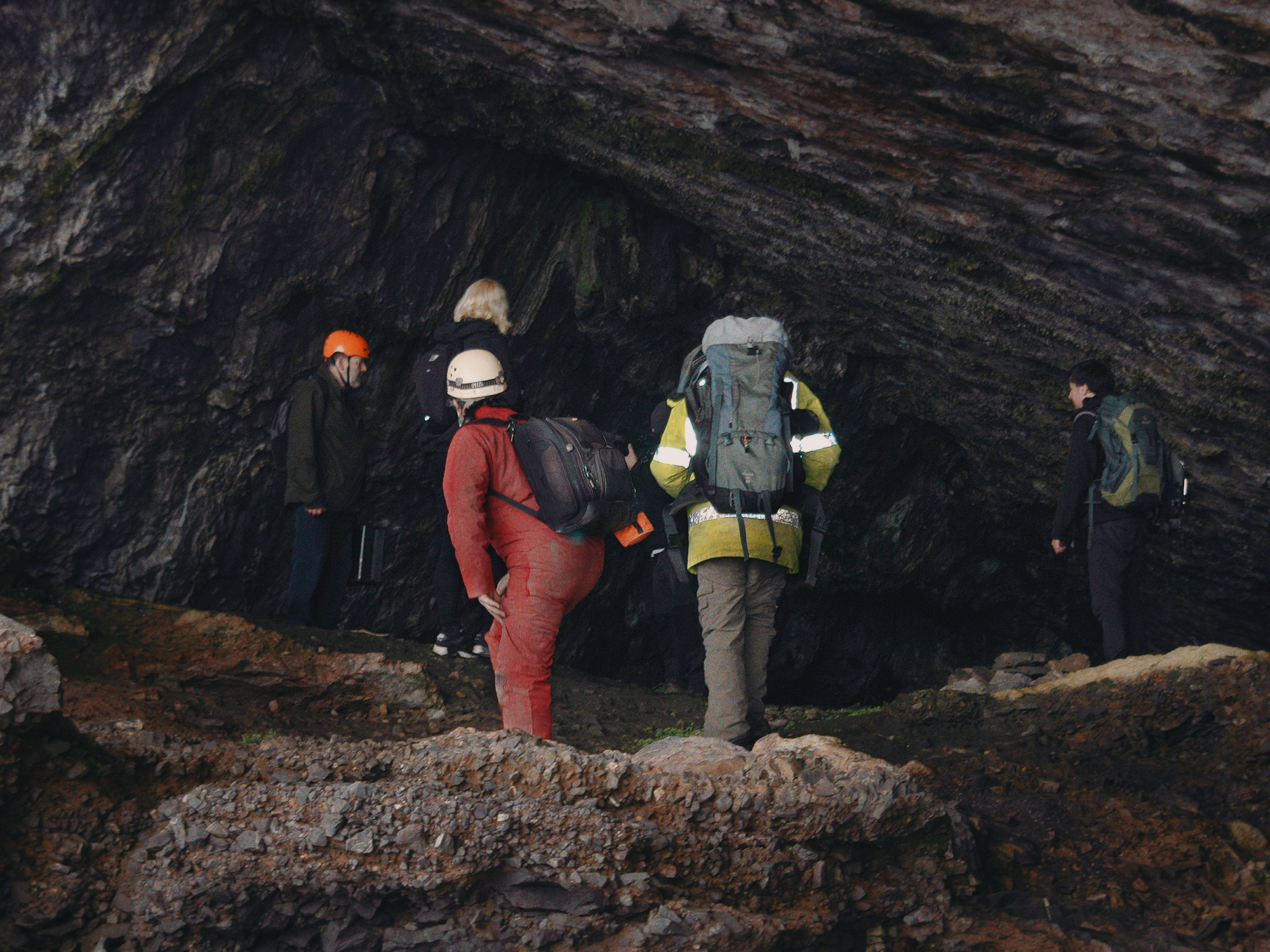 The research team enters Bacon Hole in Gower
