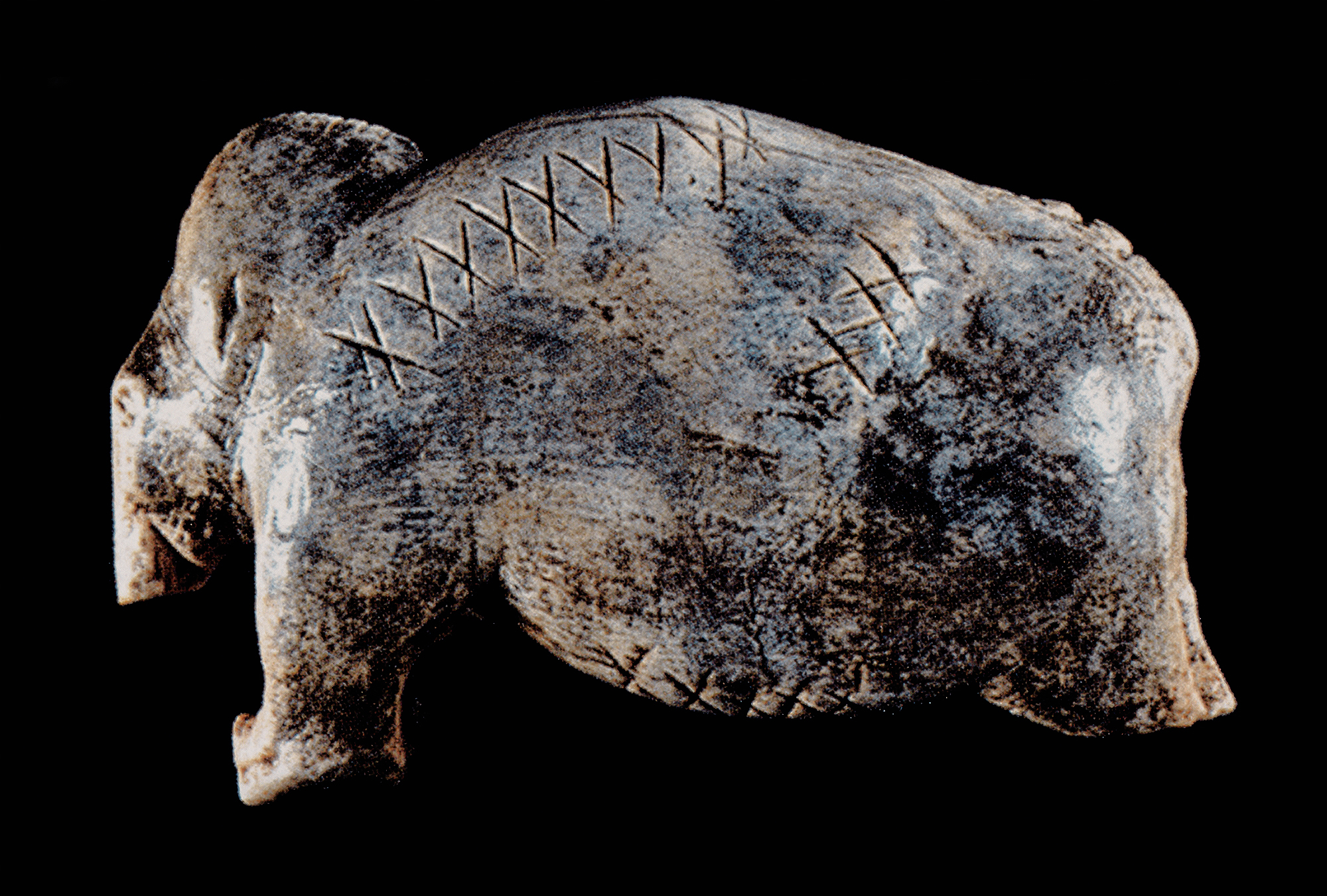 A 40,000-year-old mammoth figurine from Vogelherd Cave in Germany