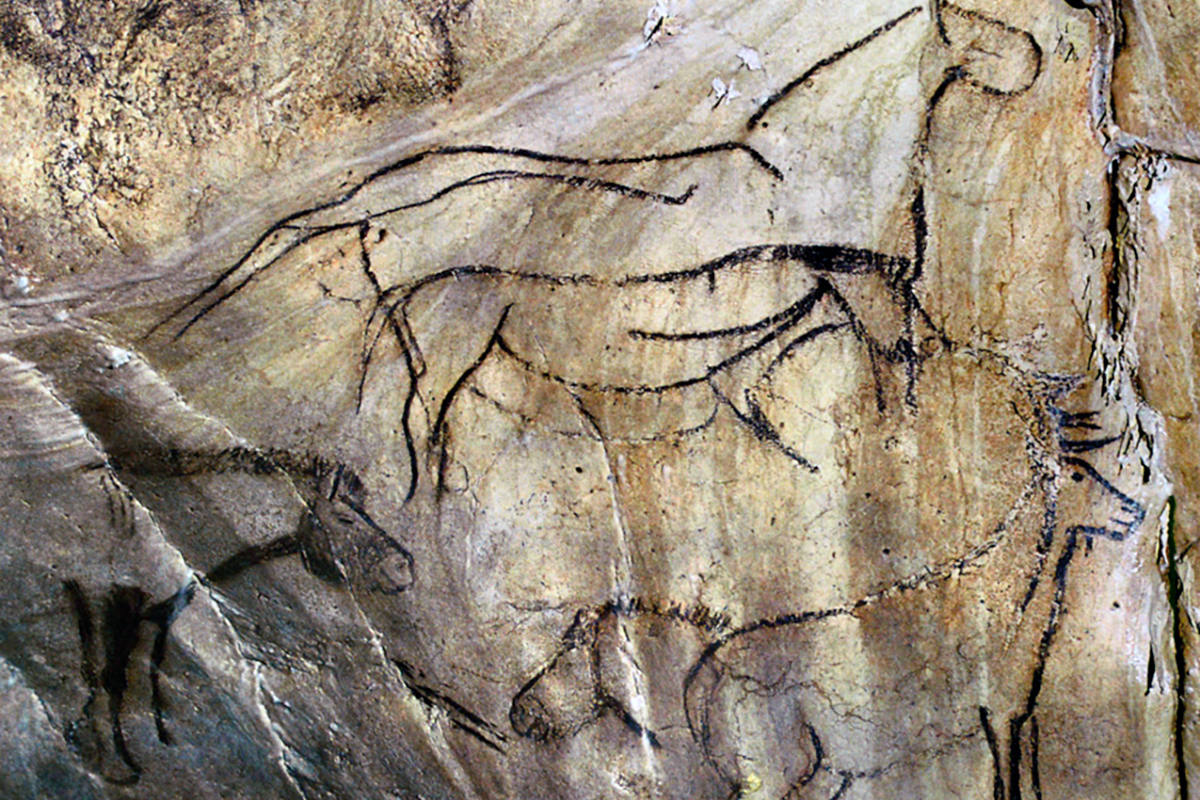 Horses and Deer from the lower section of panel 3 in the Niaux cave