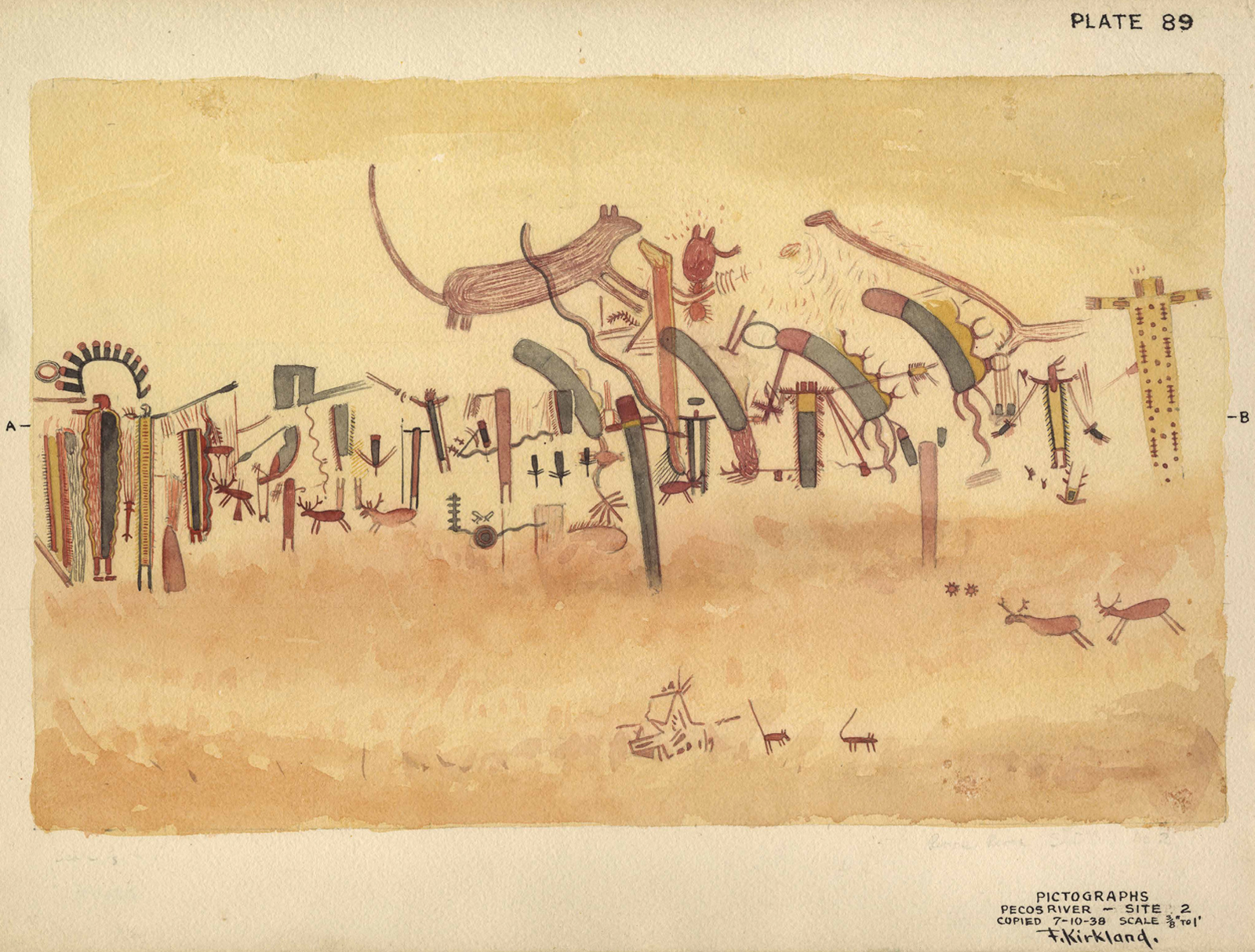 Kirkland’s watercolor reproduction of a site along the Pecos River
