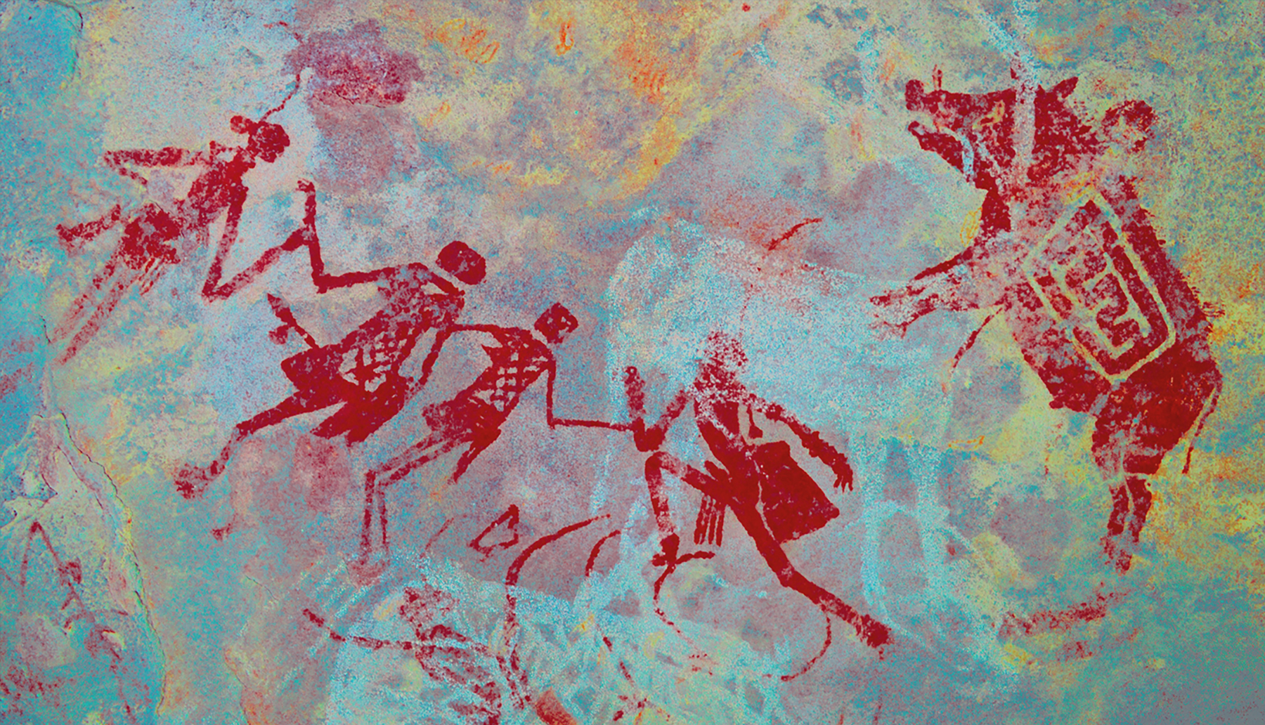 Women Hunters in Indian Rock Art Women are chasing animals. DStretch Ire.