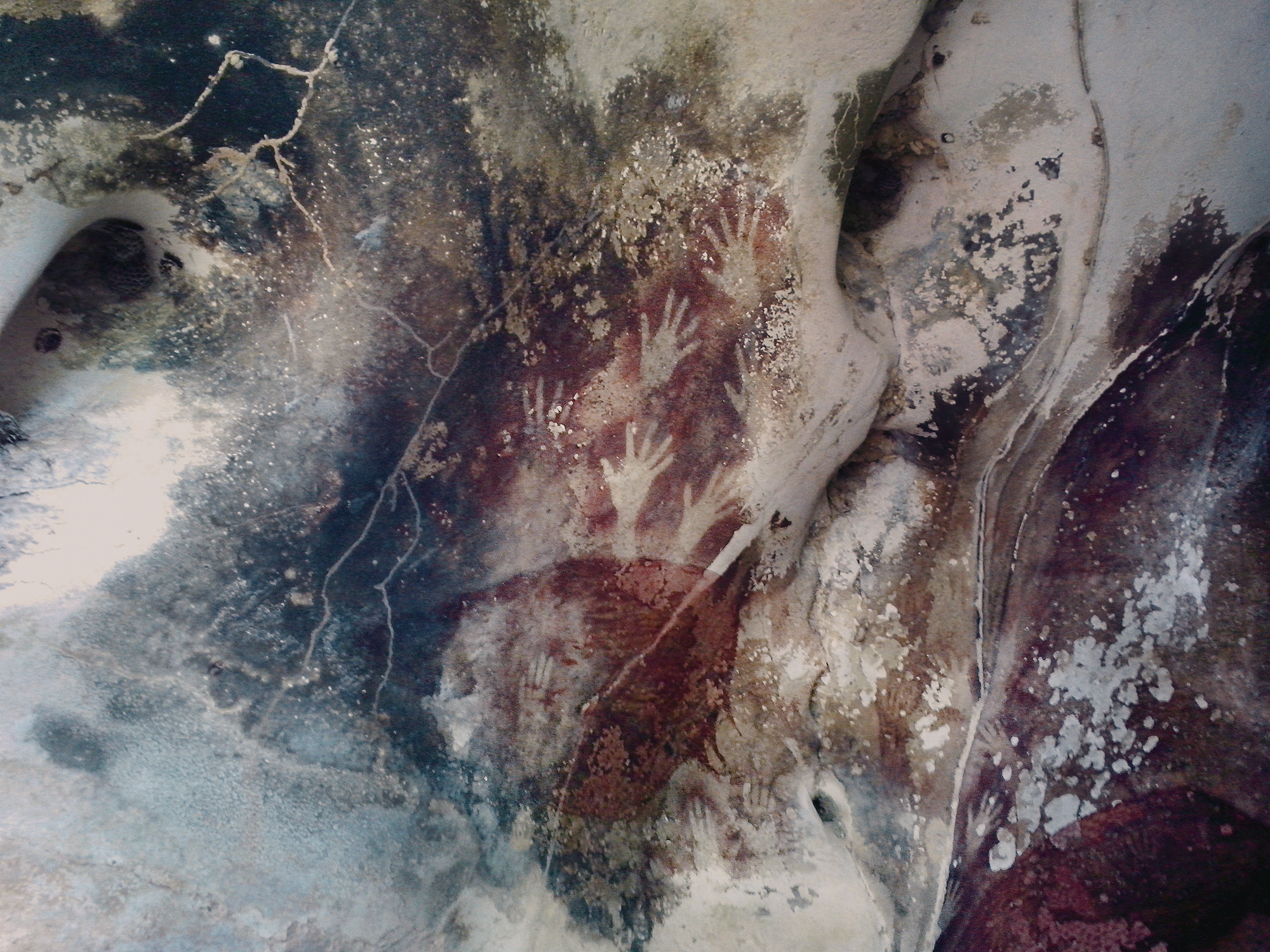 Hands in paintings from the caves in the Maros-Pangkep karst