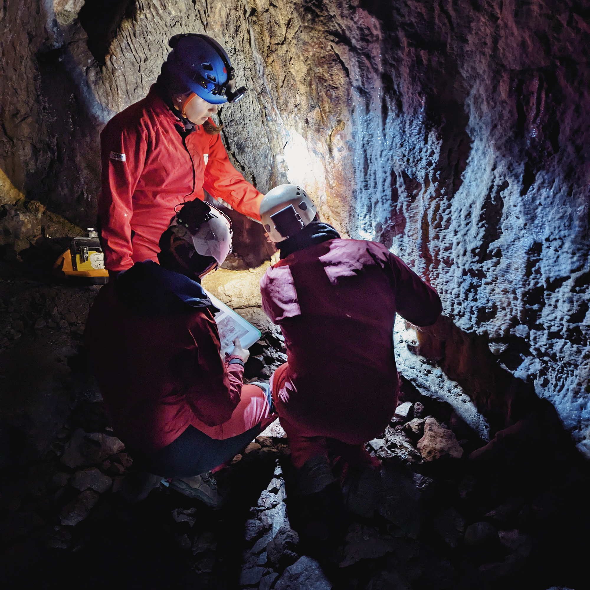 Ancient Rock Art Exploring Andalucia Painted Caves Spain First Art team extracting minute calcite samples from Bacon Hole in South Wales for Uranium-Thorium dating