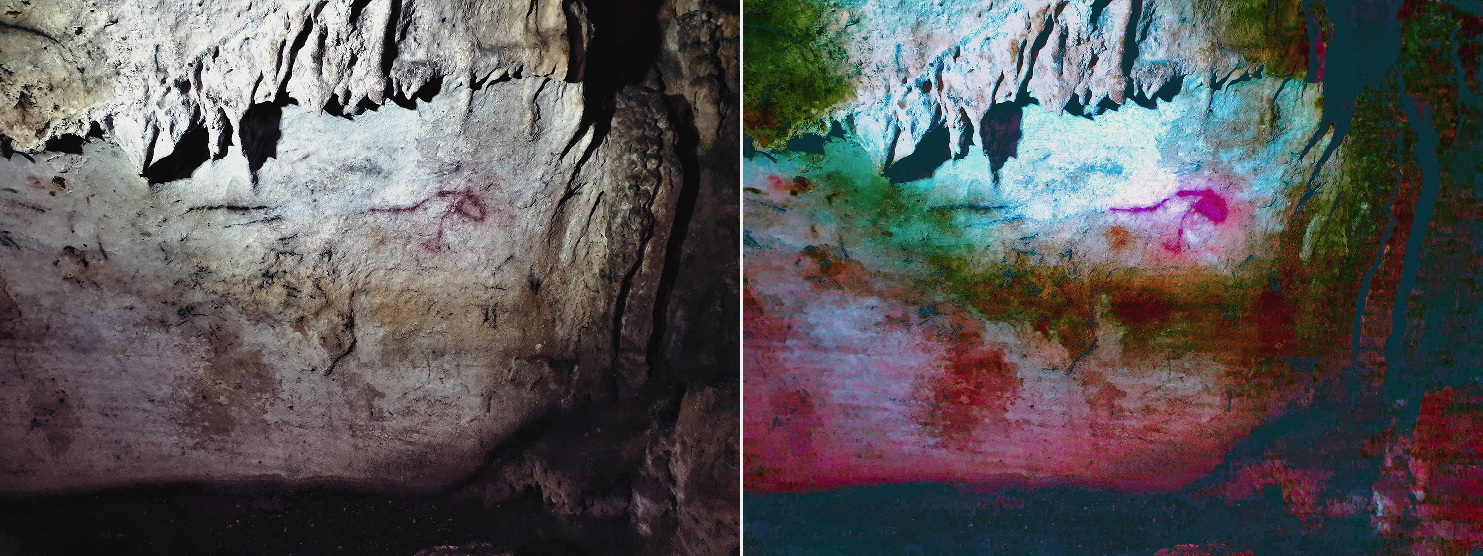 Ancient Rock Art Exploring Andalucia Painted Caves Spain rock panel at Cueva de la Pileta
