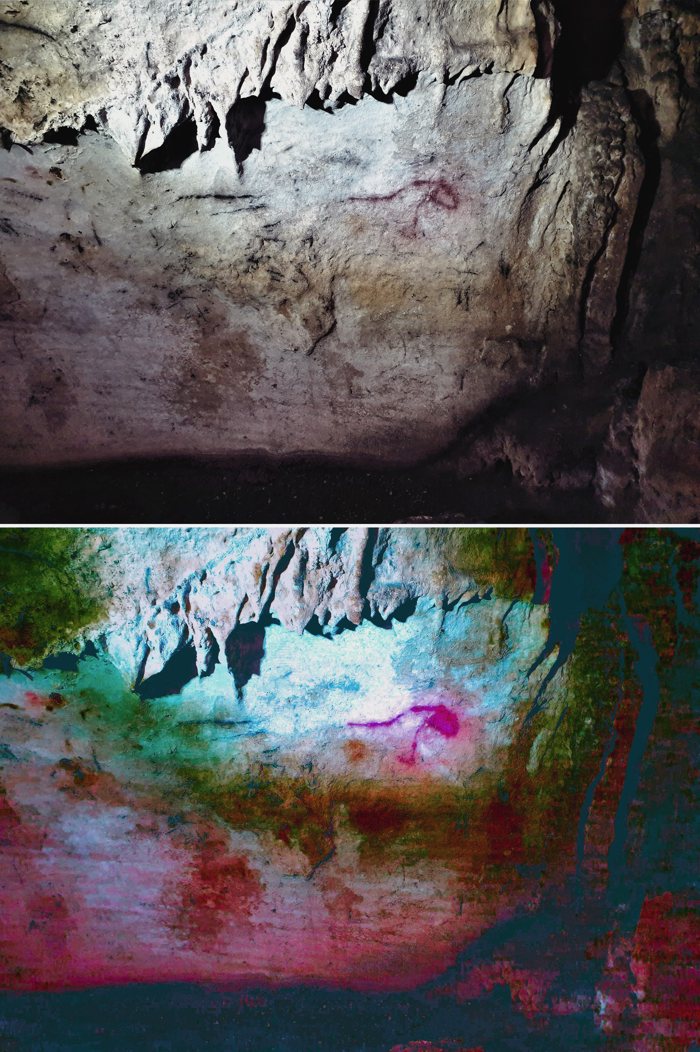 Ancient Rock Art Exploring Andalucia Painted Caves Spain rock panel at Cueva de la Pileta